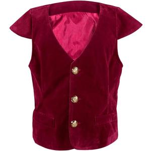 GRAJTCIN Boys Medieval Renaissance Vest Costume Pirate Costume Kids Halloween Gothic Viking Steampunk Waistcoat, Red, Large