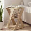 Wooden End Table with 3 Tier Shelves for Living Room, Easy Assembly Modern Side Table, Sturdy Beside Table for Bedroom, Couch, Workspace, Sleek and Simple Nightstand (Light Brown)