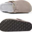 KIDMI Women's Fur Lined Suede Clogs Fuzzy Cork Footbed Mules Slip On Winter Potato Shoes, 40