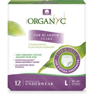 Organyc Bladder Control Underwear for Women - Organic Cotton Protective Underwear for Incontinence, Leak Protection, Odor Protection and Sensitive Skin, FSA/HSA Eligible, Large, 12 Count