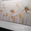 Large White and Gold Abstract Flower Wall Art Luxury Neutral Contemporary Floral Canvas Print Artwork Modern Minimalist Painting (58L" x 29W", White and Gold Flower)