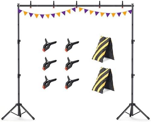Backdrop Stand 10x7.5ft, Height Adjustable and Width Adjustable Backdrop Stand, Back Drop Stand for Balloon Arch, Photo, Parties