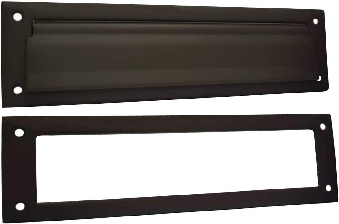 QCAA Solid Brass Mail Slot, with Solid Brass Interior Frame, 13" x 3.625", US10B ORB (Oil Rubbed Bronze, US10B), 1 Pack, Made in Taiwan