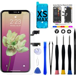 Brinonac for iPhone Xs Max LCD Screen Replacement Kit,6.5 inch Full HD Retina LCD Touch Display Digitizer with Repair Tools,Adhesive and Tempered Glass (Black)