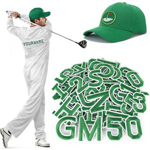 75 Pcs DIY Golf Hat Kit with Letters Numbers & Golf Patches, Green Trucker Caddy Ball Cap, Custom Adjustable Baseball Cap Personalized Golf Accessories for Men Women (Green)