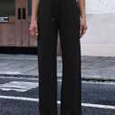 Womens Wide Leg Sweatpants High Waisted Lounge Pants with Drawstring Casual Athletic Yoga Workout Pants No Pockets (Black, L)
