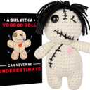 Positive Voodoo Doll Funny Handmade Crochet Stuffed Plush with Positivity Affirmation Card for Halloween Decor Lucky Gag Gift (Classic)