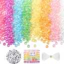 Pony Beads AB Colors, Hair Beads for for Kids Girls, 1200Pcs Pony Beads and 100 Pcs Letter Beads, Plastic Pastel Beads for DIY Crafts Braids Bracelet Jewelry Making (8 AB Colors)
