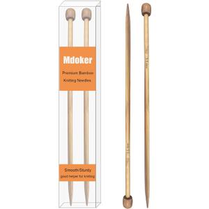 Mdoker Bamboo Knitting Needle Straight Single Pointed Sweater Knitting Needles 10-inch Length for Handmade DIY Knitting Projects,Size US 4(3.5mm)