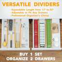 SpaceAid Bamboo Drawer Dividers with Labels, Kitchen Adjustable Drawer Organizers, Expandable Organization for Home, Office, Dressers and Bathroom, 6 Dividers (17-22 in)