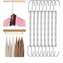 8 Pack Space Saving Metal Collapsible Hangers for Heavy Clothes, Closet Space Savers Metal Hanger Organizer for Dorm, Room Essentials Storage