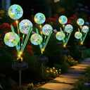 Upgraded Solar Garden Lights, 4 Pack Outdoor Solar Lights, Bigger Round Panel for 40-Hour Runtime, Serve as Outdoor & Indoor Decor, Waterproof Flower Lights for Patio Yard Decoration