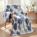 Horaldaily Blue Grey Silver Dahlia Pinnata Flannel Blanket Throw, Spring Summer Winter Floral Soft Fuzzy Plush Cozy Fleece Blanket for Couch Sofa Bed Lounging, Ideal Gifts for Kids Adults Self, 50x60
