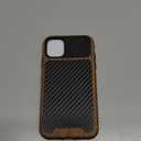 Magnetic Case Compatible with iPhone 11 Case [Compatible with MagSafe] Wood and Leather Carbon Fiber Design Hybrid Shockproof Phone Case (Black)