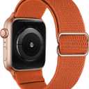 OXWALLEN XL Stretch Solo Loop Band Compatible with Apple Watch Series 10/9/8/7/6/5/4 SE Ultra 2/1 49mm 46mm 45mm 44mm, Adjustable Stretchy Elastic Nylon Sport Strap for iWatch Women Men, Orange