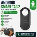 Android Smart Tag 2 Bluetooth Tracker Works with Google Find My Device, Key Finder for Keys, Wallet & Luggage, Loud Alarm, No Monthly Fees, Replaceable Battery