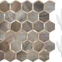 STICKGOO Hexagon Peel and Stick Backsplash Tile, Stick on Backsplash for Kitchen and Bathroom, Wood Texture PVC Mixed Metal Gold Self Adhesive Wall Tiles(10 Sheets, Seamless) (Wood Texture with Metal Gold)