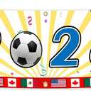 Football 2026 Banner Flag with Brass Grommets for Outdoor, Soccer Game Outdoor Sign House Banner for Yard Lawn Outdoor Decor 120X20''