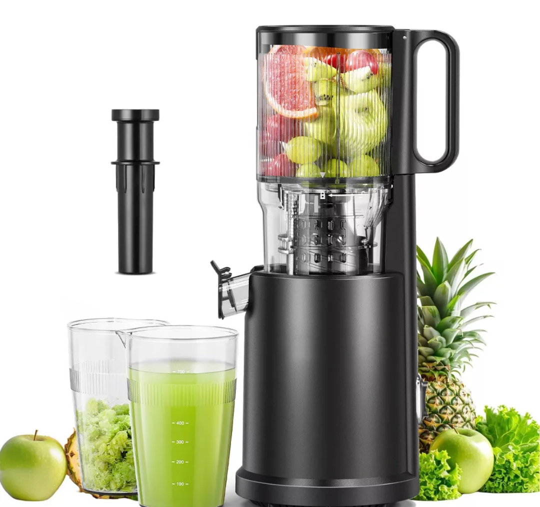 Masticating Juicer, 5.2 in Feed Chute for Whole Fruits &Vegetables,200W Slow Cold Press Juicer, 7-Stage Masticating,Dual Anti-Clog Filters,BPA free