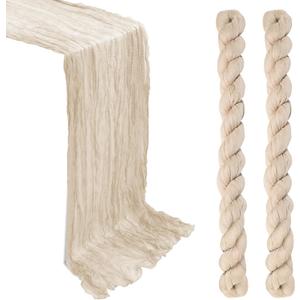 MAONAME 2 Pack Beige Cheesecloth Table Runner, 10FT Boho Gauze Cheese Cloth Table Runner, Rustic Sheer Table Runners for Wedding, Baby Shower, Party Table Decor, Beige  MAONAME 2 Pack Beige Cheesecloth Table Runner, 10FT Boho Gauze Cheese Cloth Table Runner, Rustic Sheer Table Runners for Wedding, Baby Shower, Party Table Decor, Beige
