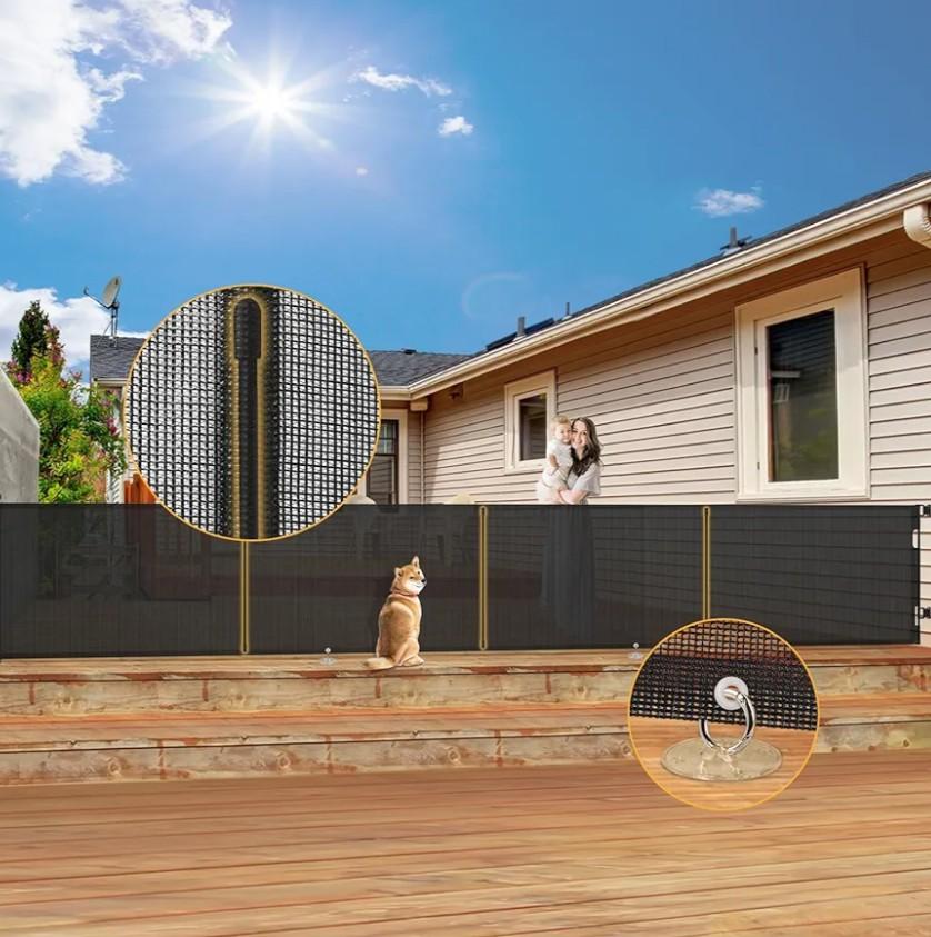 200'' Retractable Baby Gates Extra Wide,34" Tall Retractable Dog Gate for Doorways,Extra Long Retractable Baby Gate for Stairs,Kitchen,Indoor/Outdoor Retractable Gate with Fiberglass Reinforcement Rod
