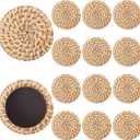 Rattan Fridge Magnets Boho Refrigerator Rattan Decorative Magnets for Office Kitchen Whiteboard Locker Boho Magnetic Locker Decor(Natural Color,12 Pcs)
