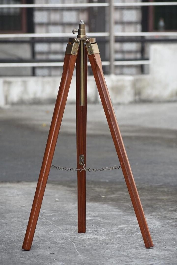 Nautical Tripod Floor Lamp Stand Wood Chrome Lamp Home and Decor Floor Lamp