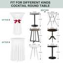 BDDC Cocktail Table Covers - 2 Pack 32"x 43" White Cocktail Table Tablecloth with Natural Wavy Round Skirt for Bar Wedding Party Banquet