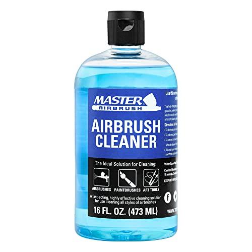 Amazon.com: Master Airbrush Cleaner, 16-Ounce Pint Bottle - Fast Acting Cleaning Solution, Quickly Remove Water-Based Acrylic Paint, Watercolor, Makeup - Clean Clogged Airbrushes, Brushes, Artist Tools : Arts, Crafts & Sewing
