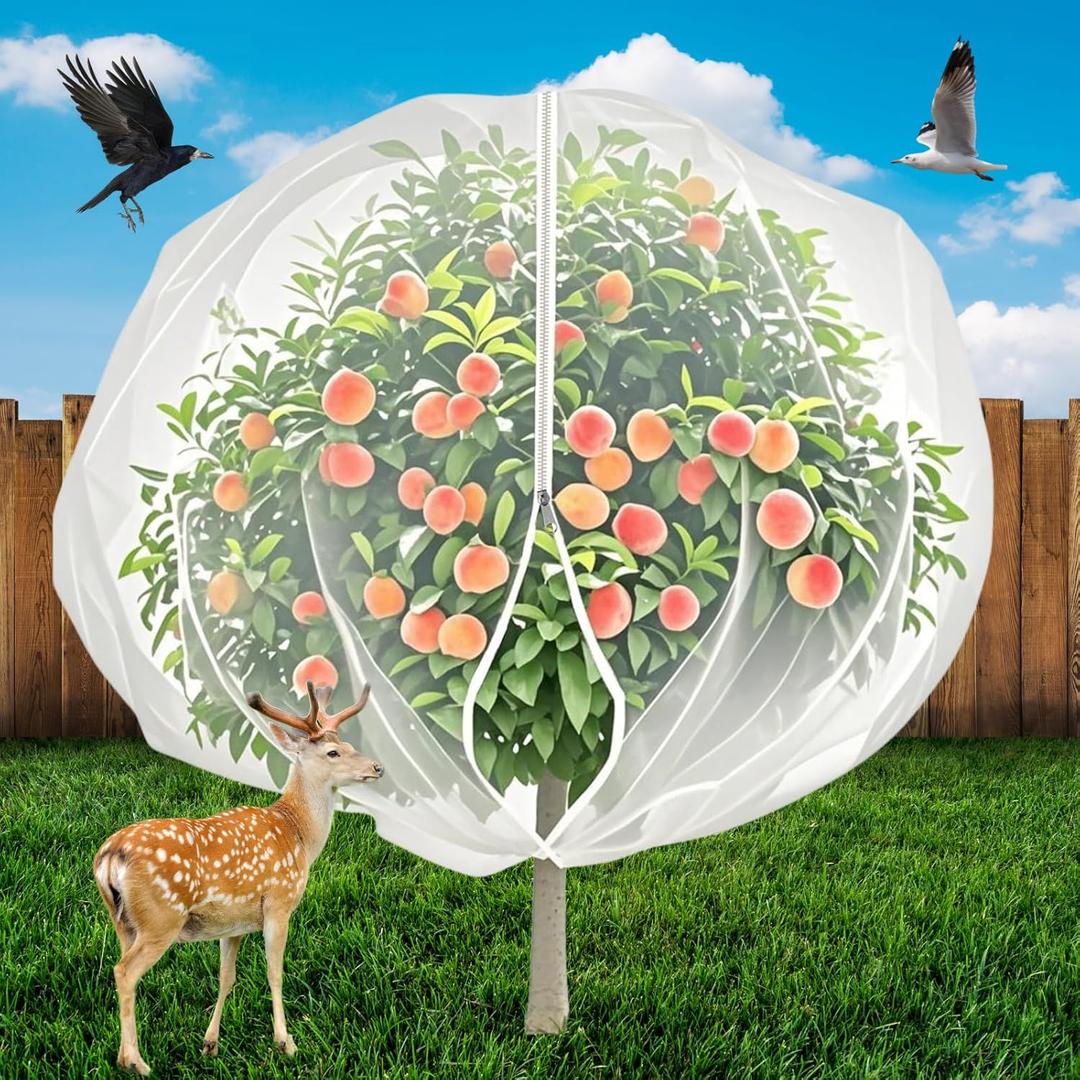 Rohuis Large Fruit Tree Netting, 5.9 Ft x 6.5 Ft Garden Netting Cover with Zipper and Drawstring, Insect Bird Barrier Nets for Fruit Trees Flowers Blueberry Bushes Protection from Squirrel Bug