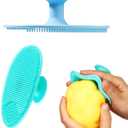 Yinkin 2 Pcs Vegetable Brush Potato Scrubber Veggie Brush Silicone Reusable Cleaning Tools with Non Slip Grip for Kitchen Food Potato Carrots Corn