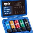 Orion Motor Tech 1/2" Drive Lug Nut Socket Set, Metric 17 19 21 mm & SAE 13/16 7/8 in. Wheel Socket Set, 5pc Impact Lug Nut Socket Set, Thin Wall Lug Nut Sockets with Colored Protective Covers