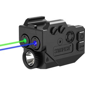 SOLOFISH 500lm Pistol Light and Purple/Infrared (IR)/Green Blue Beam Combo, Rechargeable Aluminum Weapon Light and Beams for Guns with a Rail