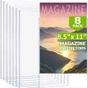 8 Pack 8.5 x 11 Magazine Protectors for Collectors, PTYTIFY 5mm Crystal Clear Magazine Toploaders, Heavy Duty Plastic Comic Book Sleeves for Document, Birth Certificates, Posters, Photos, Meuns