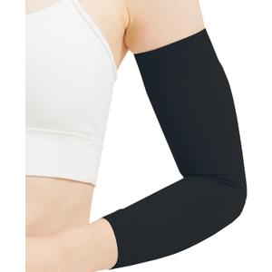 Compression Lymphedema Arm Sleeves for Women, 20-30 mmHg Full Arm Support for Swelling Recovery Circulation (Large, Black)