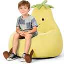 DUMOS Kids Bean Bag Chair, Stuffed Toddler Couch with Faux Rabbit Fur Cover for Teens & Kids, Comfy Lazy Sofa Chair for Reader, Living Room, Bedroom, Aged 4-12 Years, 24 Inch, Yellow