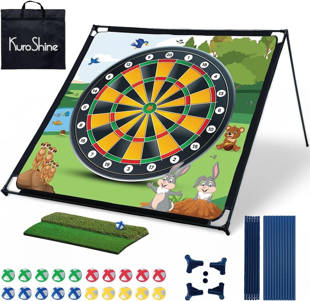 6.5ft6.5ft Large Golf Chipping Dart Game with 20 Colorful Sticky Balls, Indoor Outdoor Golf Practice Net for Adults & Families, Portable Golf Target Game for Backyard, Party (Green)