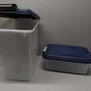 IRIS USA Airtight Dog Food Storage Container, 18.1 & 6.4 Kg Combo, Stackable Treat Box, 2-Cup Scoop, Wheels, Keep Fresh, Easy Mobility, Navy