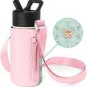 Simple Modern Kid's Water Bottle Carrier Sling with Adjustable Strap | Bottle Holder Crossbody Bag for Walking, Hiking and School | Summit Collection | Fox and The Flower | Pink