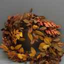 Artificial Fall Wreath for Front Door Autumn Wreath with Bright Oak Leaves,Small Pumpkin,Berry Branches,Mixed Leaves for Farmhouse Indoor Outdoor Window Wall Door Decor