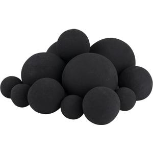 Skyflame 12PCS Ceramic Fireplace Balls, Mixed of 4 Sizes Fire Pit Balls Set for Indoor and Outdoor Fire Tables or Fireplaces Accessory, Black