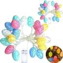 TURNMEON 2 Pack Easter Lights String Easter Decorations, Total 10 Ft 20 LED 3D Jumbo Crack Egg Light Easter String Lights Battery Operated for Home Indoor Outdoor Bedroom Eggs Hunt Party Decor