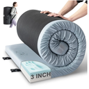 Kingfun Memory Foam Camping Sleeping Pad, CertiPUR-US Camping Mattress Waterproof Roll Up Mattress Guest Bed, Thick Floor Sleeping Mat for Car Truck Tent for Adults with Travel Bag