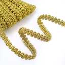 Gold Metallic Gimp Braid Lace Trim Centipede Lace Ribbon for DIY Wedding Bridal Crafts Sewing Costume Christmas Halloween (0.3Inch 13 Yards)