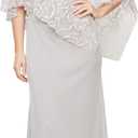 S.L. Fashions Women's Long Floral Shimmer Overlay Cape Gown, Formal Event, Wedding Guest Dress Size 14