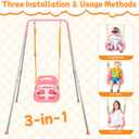 Toddler Swing,3-in-1 Toddler Swing Set with Foldable | Indoor/Outdoor Baby Swing, Multifunctional Swings for Children 6 Months and Older, Easy to Assemble for Backyard Play