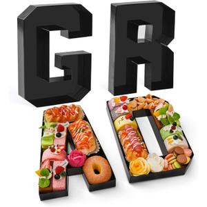 GRAD Set Cardboard Letter for Charcuterie 10.2'' Black Grad Fillable Tray Charcuterie Paper Box for Graduation Party Decorations Chocolate Candy Cupcake Container