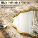 VooBang Gold Scalloped Circle Mirror, 24" Wavy Edge Round Wall Mirror with Tempered Glass Textured Circular Metal Deep Frame, Hanging Leaning for Bathroom, Hallway, Entryway, Livng Room