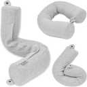 Dot&Dot Twist Memory Foam Travel Pillow for Airplanes - Travel Neck Pillow for Sleeping - Airplane Pillow for Neck Support, Chin, Lumbar and Leg - Adjustable, Bendable Neck Roll Pillow (Standard (26"), Gray)