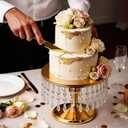 12 In Gold Cake Stand with Crystal Pendants, Gold Pedestal Cake Stand | Dazzling Metal Cake Holder Stand for Wedding, Party, Birthday, Baby Shower, Event Bridal Celebration (1 PC)